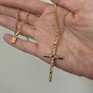 Vanessa Mooney cross cz cubic zirconia crystal pendant necklace gold cross charm